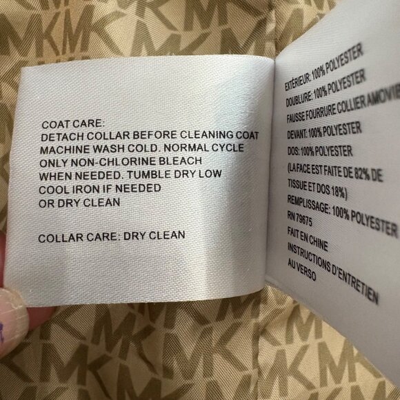 Michael Kors Tan Quilted Jacket W/ Sherpa Collar Zip Closure Womens Size M - Picture 10 of 16